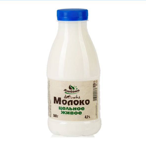 Молоко цельное 4,2% 0,5 л.